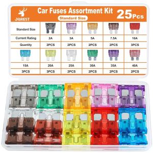 imageJOREST 180Pcs Fuse Kit60 Mini Car Fuses Assortment  60 Standard Blade Automotive Fuses  60 Micro Fuses Auto  1 Puller 11 Specifications 2Amp 3A 5A 75A 10A 15A 20A 25A 30A 35A 40A25pcs Standard