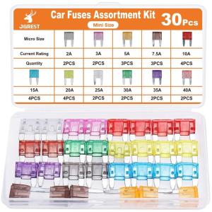 imageJOREST 180Pcs Fuse Kit60 Mini Car Fuses Assortment  60 Standard Blade Automotive Fuses  60 Micro Fuses Auto  1 Puller 11 Specifications 2Amp 3A 5A 75A 10A 15A 20A 25A 30A 35A 40A30Pcs Mini