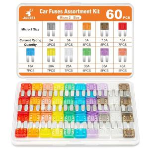imageJOREST 180Pcs Fuse Kit60 Mini Car Fuses Assortment  60 Standard Blade Automotive Fuses  60 Micro Fuses Auto  1 Puller 11 Specifications 2Amp 3A 5A 75A 10A 15A 20A 25A 30A 35A 40A60 Micro2
