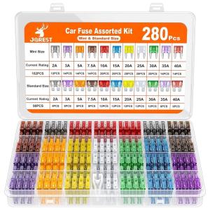 imageJOREST 180Pcs Fuse Kit60 Mini Car Fuses Assortment  60 Standard Blade Automotive Fuses  60 Micro Fuses Auto  1 Puller 11 Specifications 2Amp 3A 5A 75A 10A 15A 20A 25A 30A 35A 40A280pcs Mini  Standard