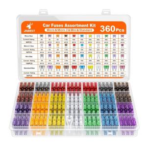 imageJOREST 180Pcs Fuse Kit60 Mini Car Fuses Assortment  60 Standard Blade Automotive Fuses  60 Micro Fuses Auto  1 Puller 11 Specifications 2Amp 3A 5A 75A 10A 15A 20A 25A 30A 35A 40A360pcs Micro2MicroMiniStandard