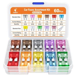 imageJOREST 180Pcs Fuse Kit60 Mini Car Fuses Assortment  60 Standard Blade Automotive Fuses  60 Micro Fuses Auto  1 Puller 11 Specifications 2Amp 3A 5A 75A 10A 15A 20A 25A 30A 35A 40A60pcs Standard