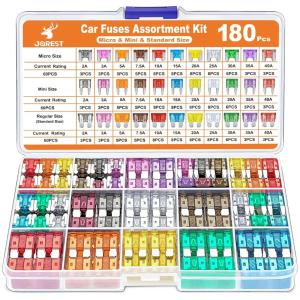 imageJOREST 180Pcs Fuse Kit60 Mini Car Fuses Assortment  60 Standard Blade Automotive Fuses  60 Micro Fuses Auto  1 Puller 11 Specifications 2Amp 3A 5A 75A 10A 15A 20A 25A 30A 35A 40A180 Micro  Mini  Standard