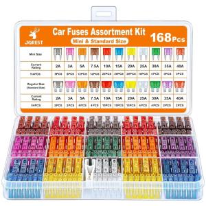 imageJOREST 180Pcs Fuse Kit60 Mini Car Fuses Assortment  60 Standard Blade Automotive Fuses  60 Micro Fuses Auto  1 Puller 11 Specifications 2Amp 3A 5A 75A 10A 15A 20A 25A 30A 35A 40A168Pcs Mini  Standard