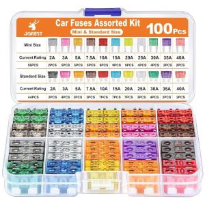 imageJOREST 180Pcs Fuse Kit60 Mini Car Fuses Assortment  60 Standard Blade Automotive Fuses  60 Micro Fuses Auto  1 Puller 11 Specifications 2Amp 3A 5A 75A 10A 15A 20A 25A 30A 35A 40A100Pcs Mini  Standard