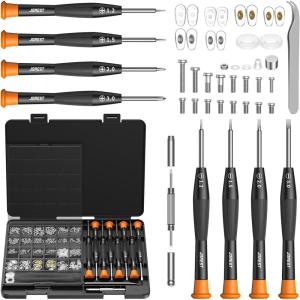 imageJOREST Eyeglass Repairing Kit Eyeglass Repair Tool Kit including Small Screws Nose Pads Tweezer Cleaning Cloth and Precision Screwdrivers Suitable for Eyeglasses Sunglasses and Rimless Glasses