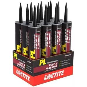 imageLoctite PL Roof Flashing Polyurethane Sealant Black 10 fl oz Cartridge 12 Pack