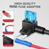 imageJOREST 4Pcs 16AWG Mini Blade Fuse Adapter 12V32V AddaCircuit Fuse Tape Holder with 14Pcs Mini 2A 3A 5A 75A 10A 15A 20A Automotive Fuses Electrical TapePuller