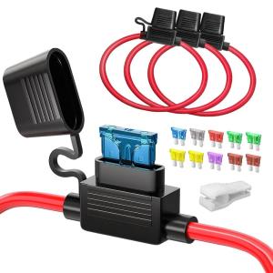 imageJOREST 3pcs 12AWG Standard Inline Fuse Holder ATCATO Blade Automotive Fuse Holder for CarTruckMotorcycle  10pcs Standard Fuses 10A 15A 20A 25A 30A 35A 40A  Fuse Puller Tapes
