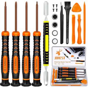 imageJOREST Repair Kit for Xbox One360X PS4 PS3 PS5 PH0 T6 T8 T10 Torx Security Screwdriver CrowbarsTweezers Cleaning Tool for Controller and ConsolePS