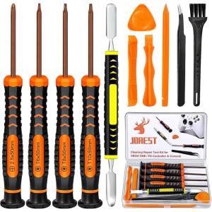 imageJOREST Repair Kit for Xbox One360X PS4 PS3 PS5 PH0 T6 T8 T10 Torx Security Screwdriver CrowbarsTweezers Cleaning Tool for Controller and ConsoleXBOX