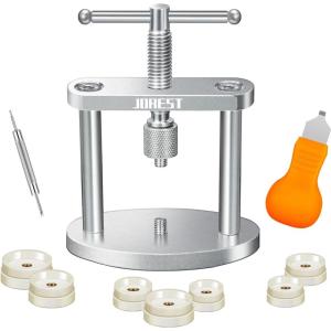 imageJOREST Watch Press Tool Set Back Case Closer for Closing the Cover Watch Battery Replacement Watch Opener Remover Repair Kit for Watches with A Pry Opening Only for Round Dials