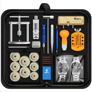 imageJOREST Watch Repair Kit  Watch Press Tool Battery Replacement Strap Adjustment Wrench Opening Back Cover Case OpenerCloser Link Remover Sizing Bracelet Screwdriver Band Pin Removal Spring Bar