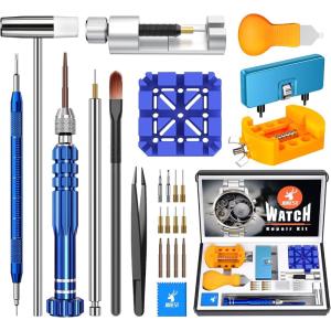 imageJOREST Watch Repair Kit for Watch Battery Replacement ampamp Watch Link Removal and Resizing ampamp Watch Opener Watch Repair Screwdriver Set Watch Wrench Back Remover Watch Cleaning Spring Bar Tool