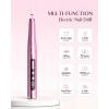 imageJOREST 13in1 Cordless Electric Nail Drill Kit with LED Display 35000 RPM 6Speed Rechargeable Manicure Tool for Acrylic Gel Nails Nail File with Bits amp Sanding Bands for Beginners Rose Pink
